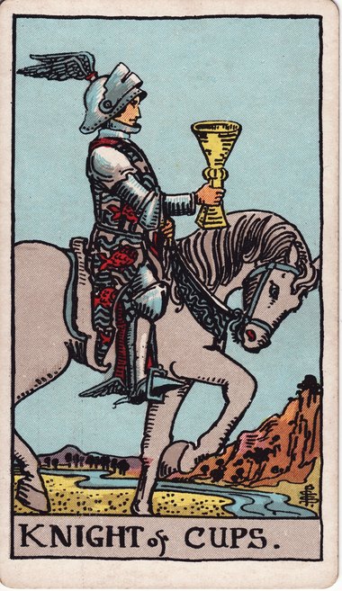 Knight of Cups, drawn by Pamela Colman Smith, 1909