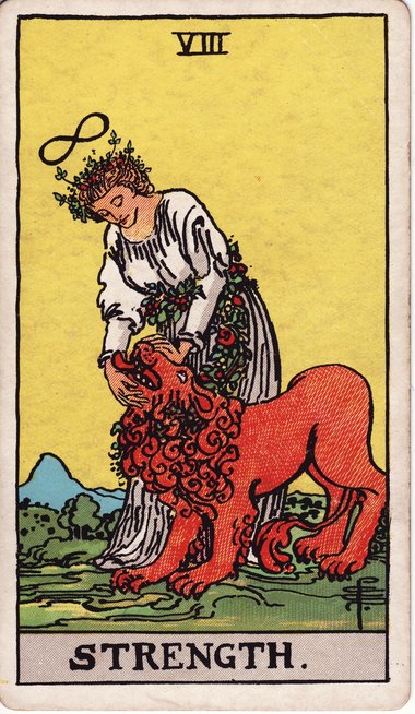 Strength, from the 1909 Waite-Smith tarot