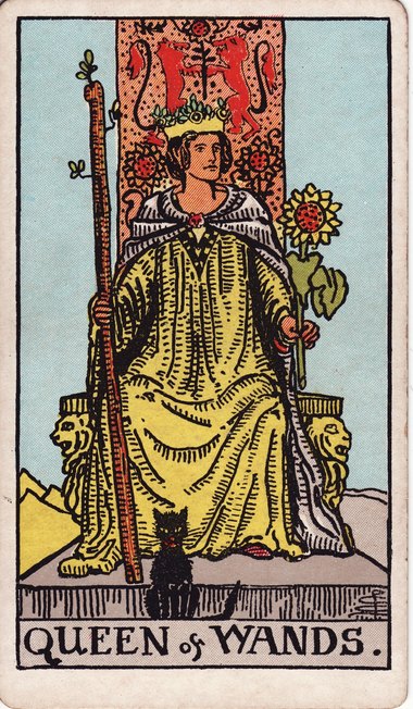 Queen of Wands, drawn by Pamela Colman Smith, 1909